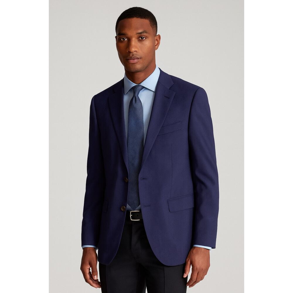 Indochino Mens 40R Wool Sport Coat Blue Guabello 1815 Blazer 2 Buttons Preppy